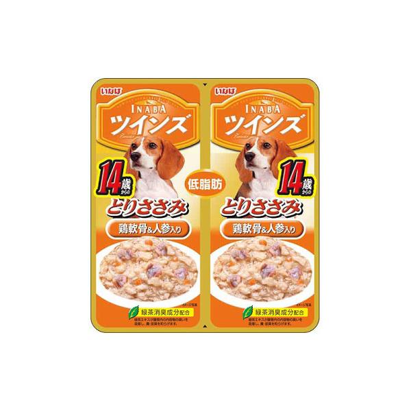いなばペットフード ツインズ 14歳からのとりささみ 鶏軟骨&amp;人参入り 80g(40g×2) TW-...