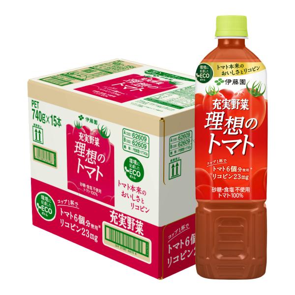 伊藤園 充実野菜理想のトマト 740g×15本入り レシピサイト不動の人気[PET ペットボトル][...