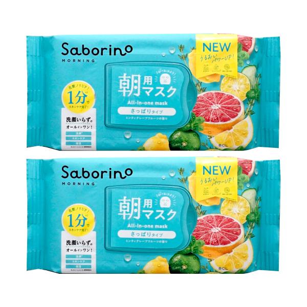 [2個セット]サボリーノ 目ざまシート 爽やか果実のすっきりタイプＮ 32枚入×2個[朝用マスク ミ...