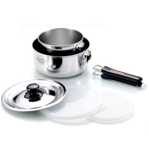 はかせ鍋　スチームスタンドセット　省エネ　保温調理鍋　23cm スタッキング 鍋セット 鍋2点+ハンドル+ステンレスフタ+保存用