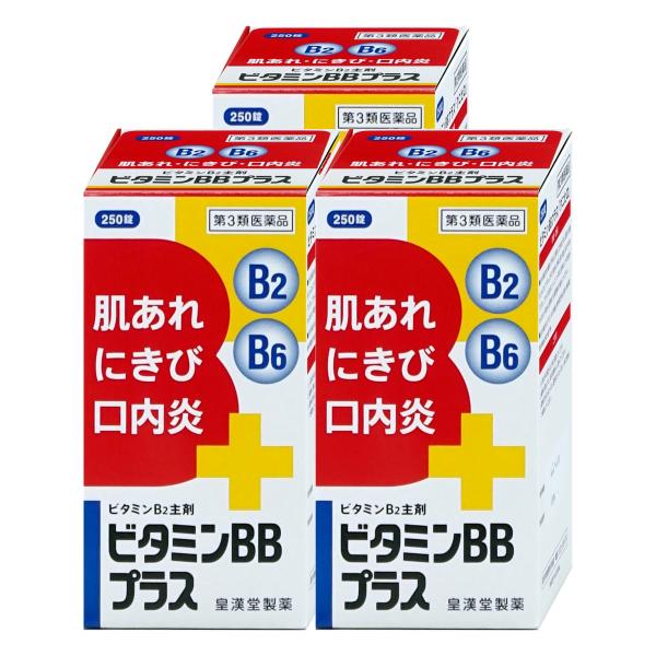 [第3類医薬品][セット]ビタミンBBプラス  「クニヒロ」 250錠×3個[皇漢堂製薬][肌トラブ...