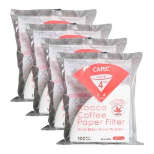 [4個セット]CAFEC AC4-100W アバカ円すいコーヒーフィルター 2〜4杯用 100枚入 [三洋産業 日本製 円錐 白色 ハンドドリップ おうちコーヒー][送料無料]｜おしゃれcafe