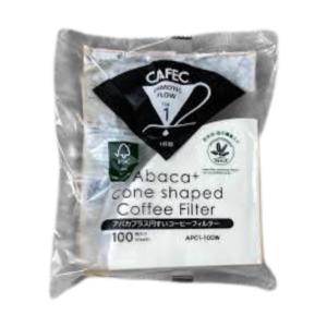 CAFEC APC1-100W アバカプラス円すいコーヒーフィルター 1〜2杯用 100枚入 [三洋産業 日本製 円錐 白色 ハンドドリップ おうちコーヒー][送料無料]