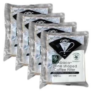 [4個セット]CAFEC APC1-100W アバカプラス円すいコーヒーフィルター 1〜2杯用 100枚入 [三洋産業 日本製 円錐 白色 ハンドドリップ おうちコーヒー][送料無料]
