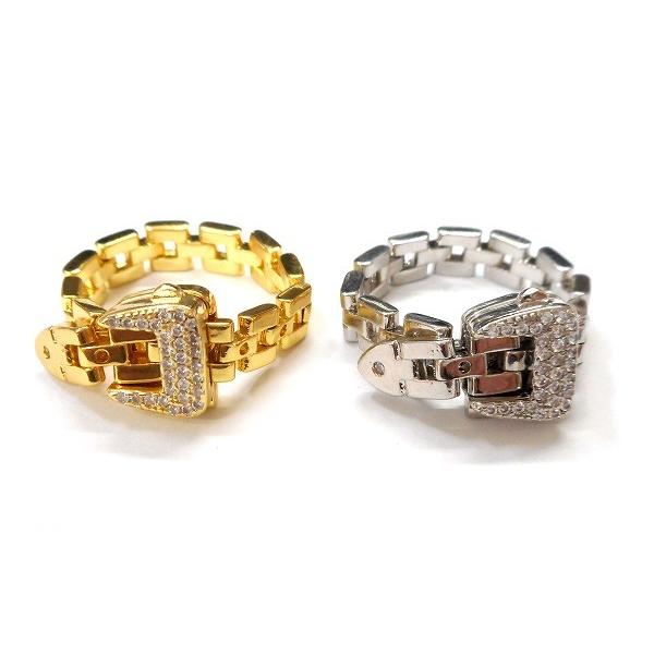 アクセサリー ベルトリング Aタイプ 完成品 ベルト デザイン リング フリーサイズ 指輪 キラキラ...