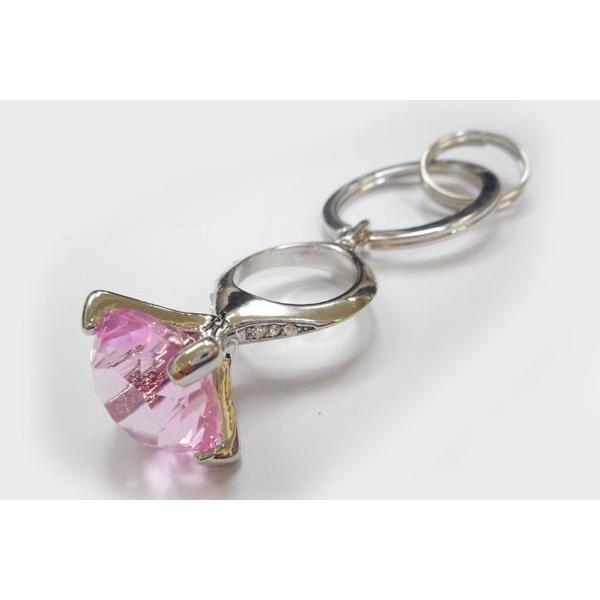 SHAREKI フェイクダイヤモンド 立て爪 キーホルダー ピンク key-ta-p