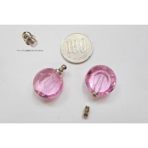 クリスタル円型（ピンク） 香水 アロマ ペンダント ネックレス ガラス容器 香水瓶 約0.1cc ko-cenp
