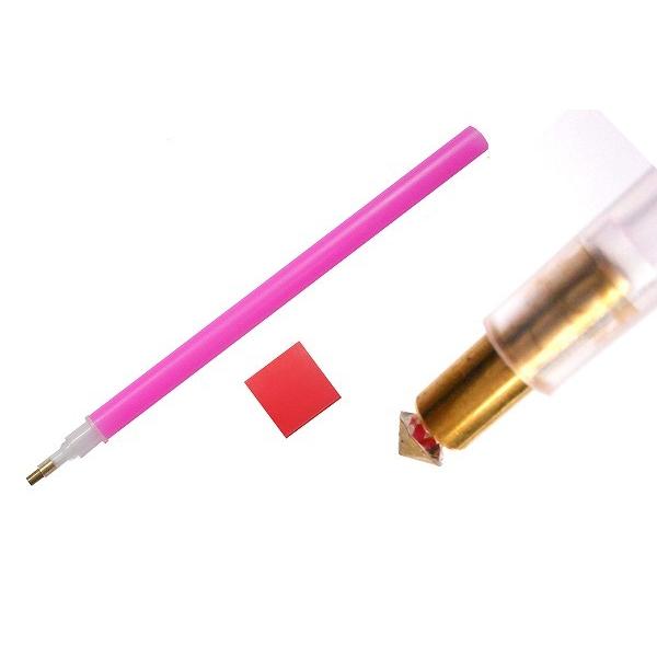 ハンドメイド ラインストーン 片側 粘着シリコン付き デコ ピックアップ スティック ピンク 小さい...