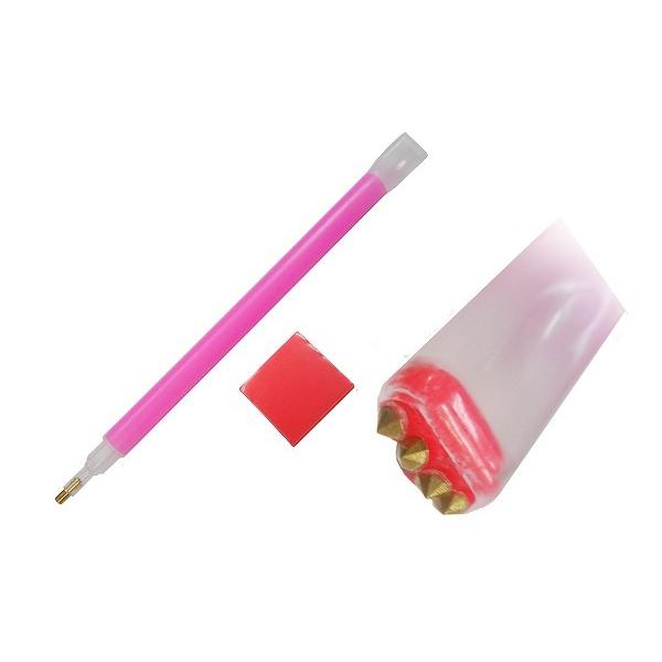 ハンドメイド ラインストーン 両側 粘着シリコン付き デコ ピックアップ スティック ピンク 小さい...