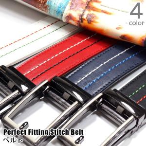 ゴルフ メンズ ベルト  ステッチ 無段階調整 ジャストフィット