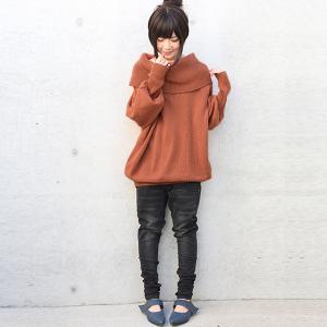 ニット レディース トップス オフショルダー 長袖 リブニット オフタートル 『オフショルダーリブニット』※返品交換不可※【メール便不可】