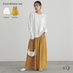 2点コーデセット 2025 レディース カットソー トップス 長袖 ロンT クルーネック 綿100％ ボトムス パンツ フルレングス ロング丈 「メール便不可」「20」