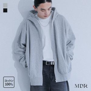 パーカー 長袖 メンズ 春 秋 冬 羽織 ジップアップ 裏毛 スウェット 綿100％ セットアップ 黒 M L オーバーサイズ オシャレウォーカー「メール便不可」「40」