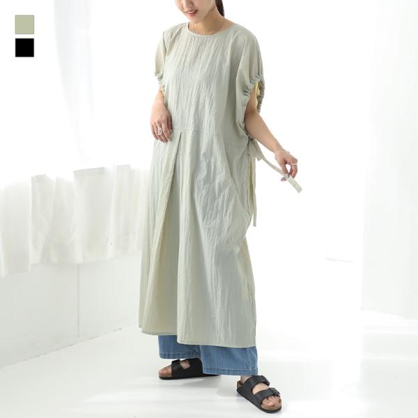 ワンピース レディース 半袖 ロング丈 リボン レイヤード 重ね着 春 夏 きれいめ 40代 「メー...