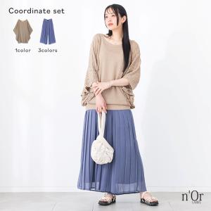 2点コーデセット 2026 レディース パンツ ワイド 接触冷感 夏 春 黒 ニット セーター 40代 体型カバー フリーサイズ オシャレウォーカー「メール便不可」「30」