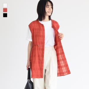 「感謝価格」ベスト ジレ トップス レディース 夏 ドローストリング 調節可能 シアー チュニック丈 ノースリーブ 返品交換不可 「メール便可」「5」