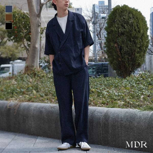 アウター メンズ セットアップ シャツ パンツ ストレート 調整できる 楽ちん 薄手 涼し気 透け感...