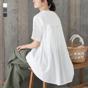 チュニック レディース 春 夏 白 グレー 半袖...の商品画像