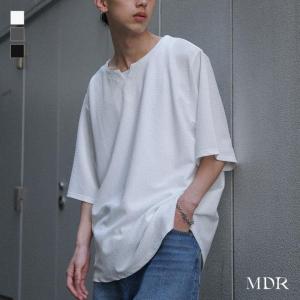 Tシャツ メンズ 半袖 セットアップ ニットソー キーネック ラウンドヘム 重ね着 レイヤード ストレッチ 春 夏  「メール便可」「10」