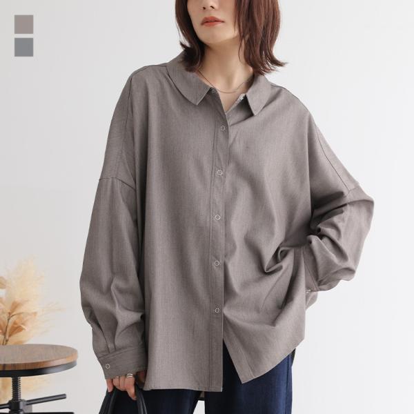 シャツ 長袖 レディース トップス ブラウス ロングシャツ 羽織 シャーリング ドロップショルダー ...