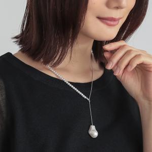 ネックレス レディース アクセサリー 変形 フェイクパール アシンメトリー アシメ 大ぶり 調節可能 トグルネックレス「メール便可」「2」