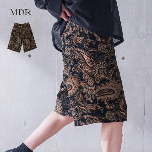 ハーフパンツ メンズ 夏 秋 春 黒 M L XL ショーツ ショートパンツ ゴブラン織り ペイズリー柄 膝丈 大きいサイズ オシャレウォーカー「メール便不可」「20」
