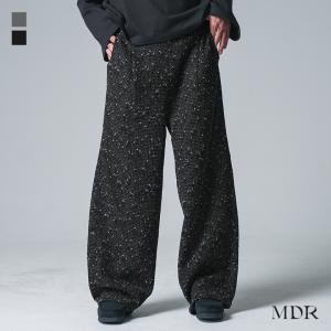 パンツ メンズ 秋 黒 M L ロング ワイド イージーパンツ メッシュボンディング生地 大きいサイズ セットアップ オシャレウォーカー「メール便不可」「30」