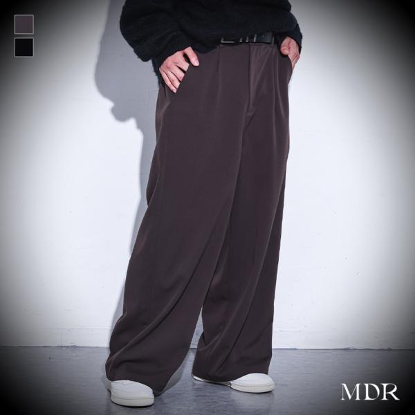 パンツ メンズ ボトムス スラックス ロング丈 ワイドパンツ ストレートパンツ ワンタック ウエスト...