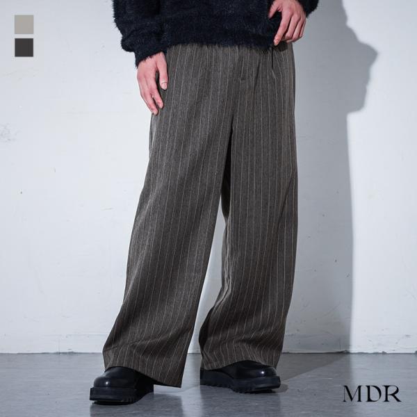 パンツ メンズ ボトムス ロング丈 スラックス ワイドパンツ ピンストライプ柄 ストレート ウエスト...