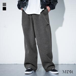 パンツ メンズ ボトムス ロング丈 ワイドパンツ バレルレッグ ウエストゴム 紐付き ポケット マイクロチェック ベロア生地 秋 冬「メール便不可」「50」