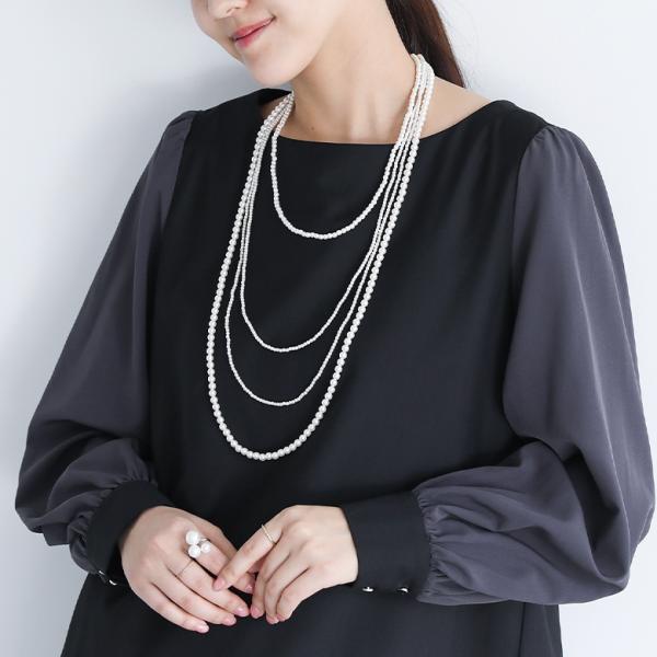 パールネックレス レディース アクセサリー ネックレス パール 4連 フェイクパール 重ね付け風 パ...
