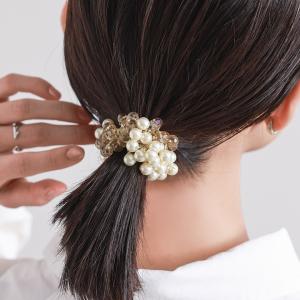 ヘアゴム レディース ヘアアクセサリー ファッション雑貨 フェイクパール ビジュー デイリー パーティー オケージョン 上品 アクセント※メール便可※【5】