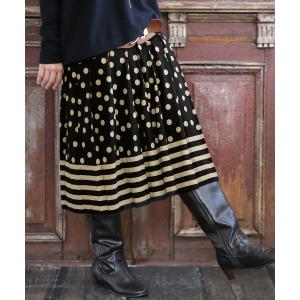 レディース スカート ボーダー ドット クラシカル おうちで洗える ボーダー×ドットスカート※返品交換不可※※メール便可※【10】