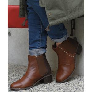 サイドゴア レディース シューズ ブーツ バイカラー