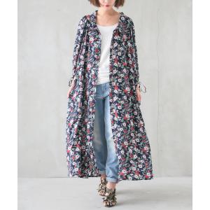 シャツワンピース レディースン ロング 長袖 七分袖 半袖 花柄 羽織り パフスリーブ 『花柄シャツワンピース』※返品交換不可※※メール便可※【10】