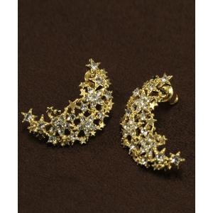 ピアス レディース イヤーアクセサリー スター 星 三日月 ムーン ビジュー『三日月スターモチーフピアス』※衛生上の為、返品・交換不可※※メール便可※【2】