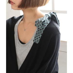 タンクトップ レディース トップス リボン ドット柄 ノースリーブ おうちで洗える 『ドットリボンデザインタンクトップ』※メール便可※【10】