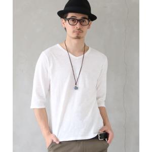 Tシャツ メンズ 春夏 トップス カットソー ロンT 6分袖 Vネック『シンプルVネックTシャツ』※返品交換不可※※メール便可※【10】