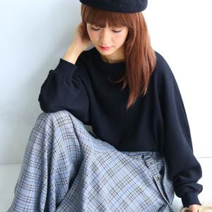 カットソー レディース トップス 長袖 ドルマンシルエット ワッフル『ワッフル×ドルマンスリーブカットソー』※返品交換不可※【メール便不可】