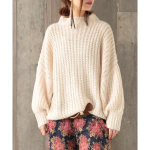 ニット レディース 長袖 ドルマン トップス ボトルネック パフ袖 ボリューム袖 無地『モヘヤタッチボトルネックニット 』※返品交換不可※【メール便不可】