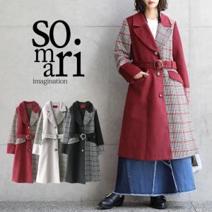 ロングコート レディース 秋冬 アウター 長袖 チェック柄