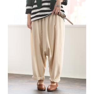 サルエルパンツ レディース ボトムス ロング ロールアップ リネン混 セットアップ『風合いリネン混サルエルパンツ』【メール便不可】