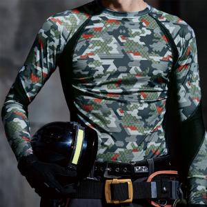 寅壱 迷彩柄 クルーネック長袖Tシャツ 脇メッ...の詳細画像2