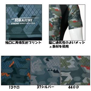 寅壱 迷彩柄 クルーネック半袖Tシャツ 脇メッ...の詳細画像1