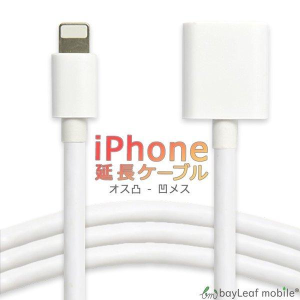 iPhone 延長 ケーブル iPad iPod 充電 データ 出力 転送 オス メス ホワイト 白...