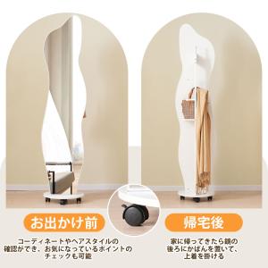 姿見 全身鏡 姿見鏡 回転ミラー ハンガーラッ...の詳細画像3
