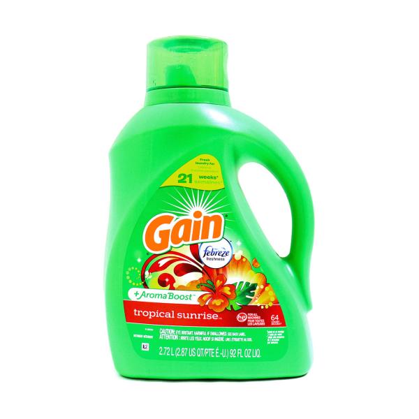 ゲイン 洗濯洗剤 トロピカルサンライズ 濃縮 ドラム式 アメリカ Gain Tropical Sun...