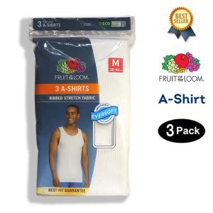 FRUIT OF THE LOOM (フルーツオブザルーム) A-Shirt White 3 Pack タンクトップ メンズ 3枚パック 下着 肌着 部屋着 ロング丈 インナー コットン 綿 白｜oss