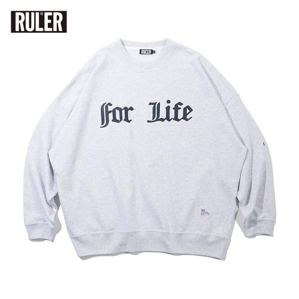 ルーラー スウェット トレーナー メンズ 裏パイル クルーネック ビッグシルエット ブランド ロゴ ...