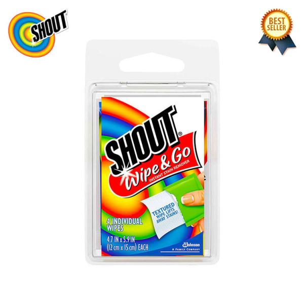 SHOUT (シャウト) Wipe &amp; Go ワイプ 携帯用シミ落とし 4シート シミ取り シミ抜き...